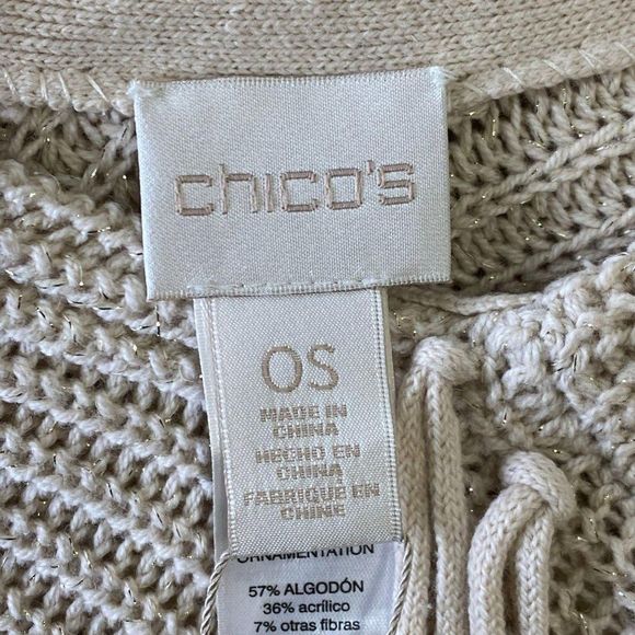 CHICO'S Cream Sweater Cape NWT - Picture 5 of 8